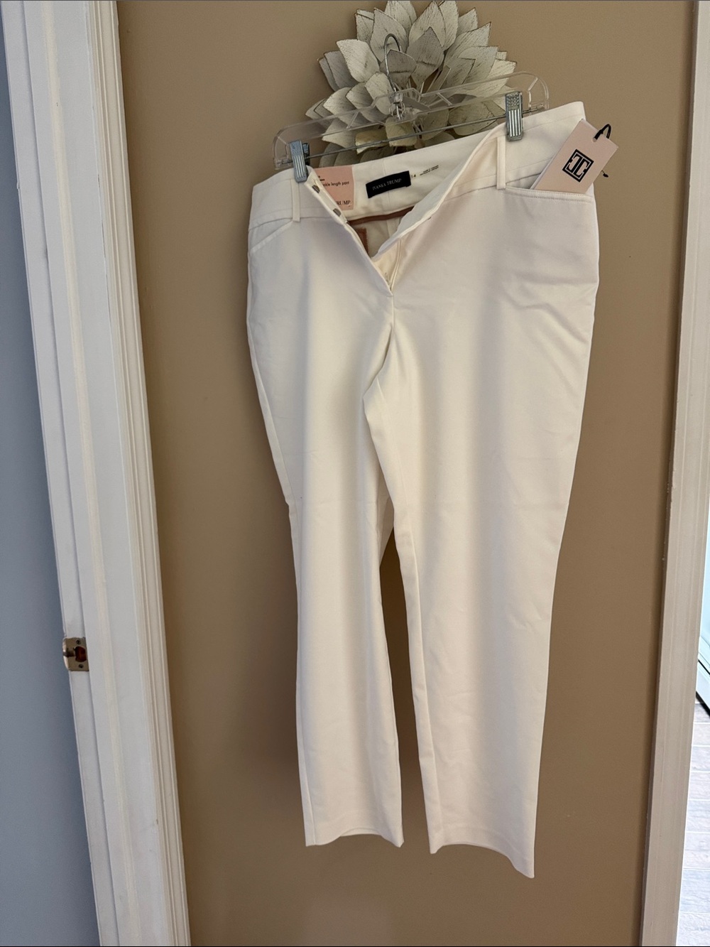 Ivanka Trump Cream Straight-Leg Pants